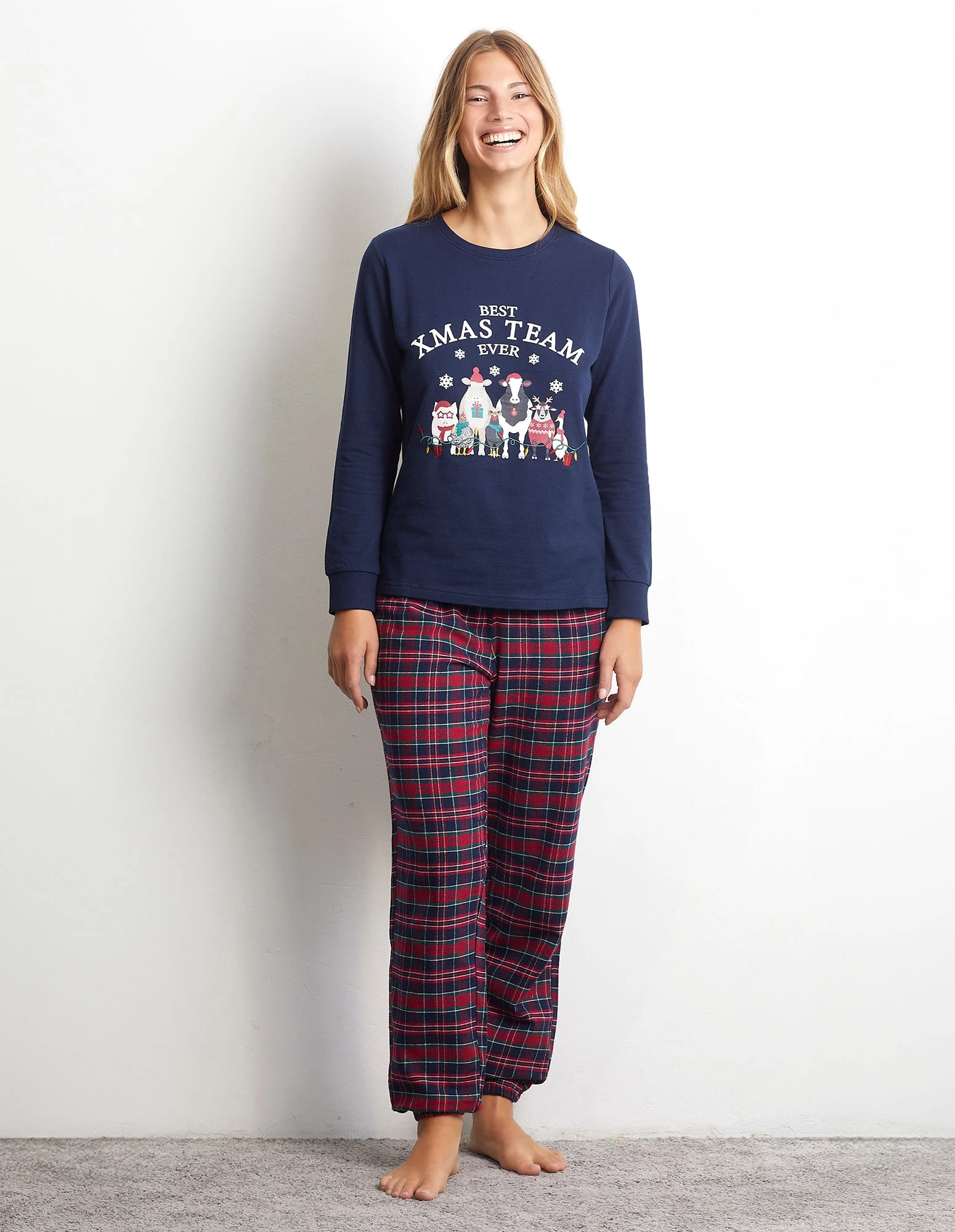 Women's long pajamas in not brushed French Farm Family Yamamay