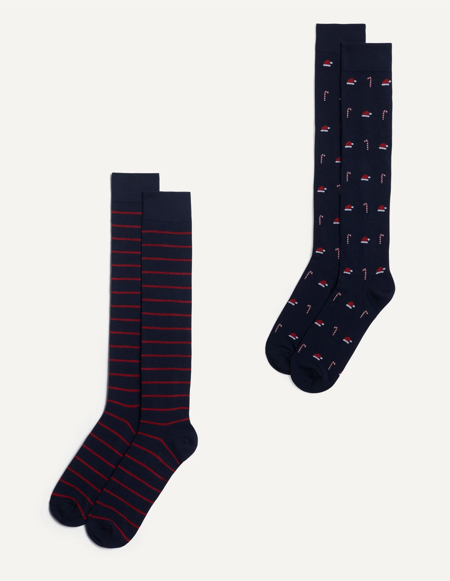 Two-Pack Long Socks in Knit Hello Xmas