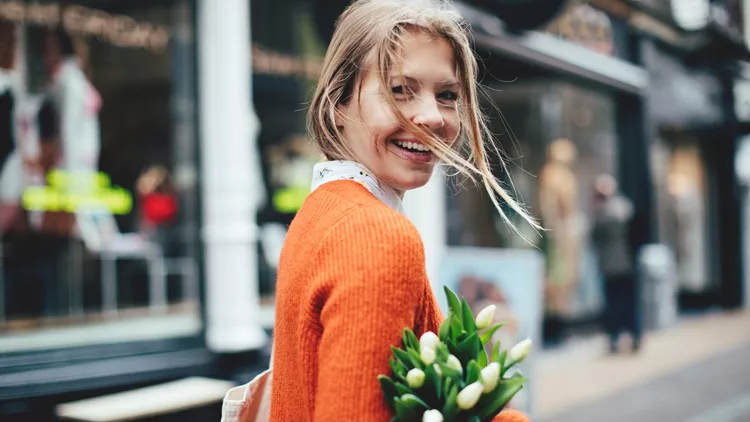 woman with flowers